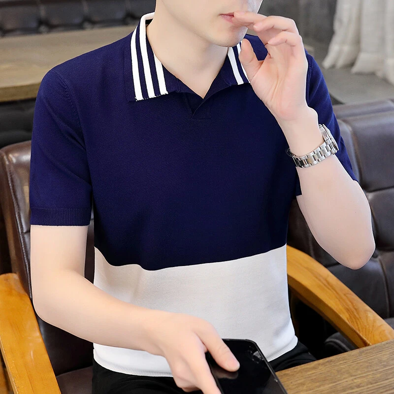 【高品质 Polo领】2025夏季男士时尚潮流休闲百搭条纹冰麻短袖T638A