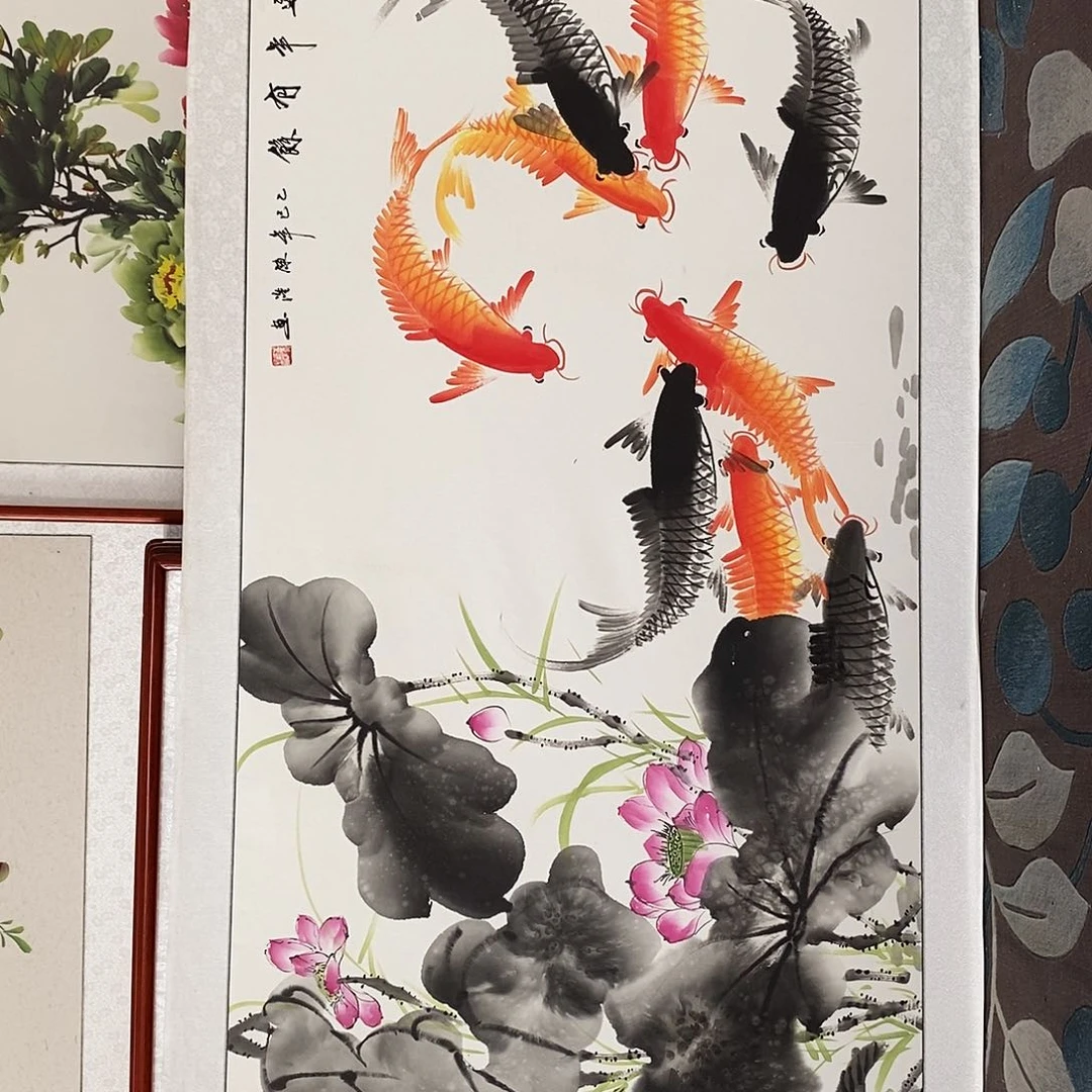 国画带框尺寸82✖️162厘米包邮手绘