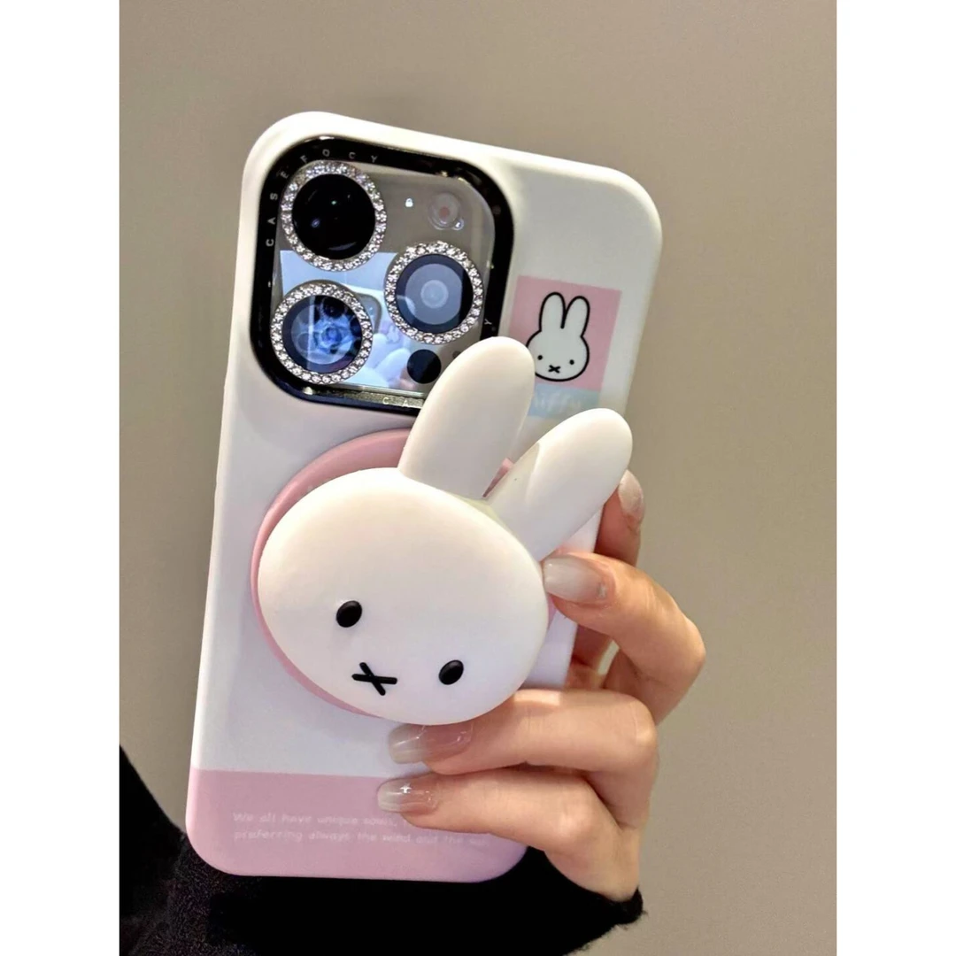 可爱软萌米菲兔表情磁吸手机壳适用苹果15新款iPhone16菲林14半包