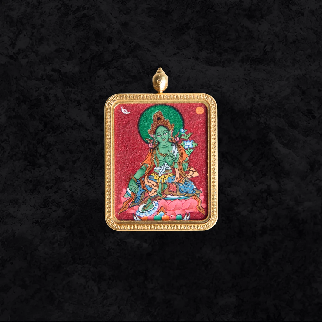 【绿度母】热贡保真纯手绘绿度母矿物唐卡