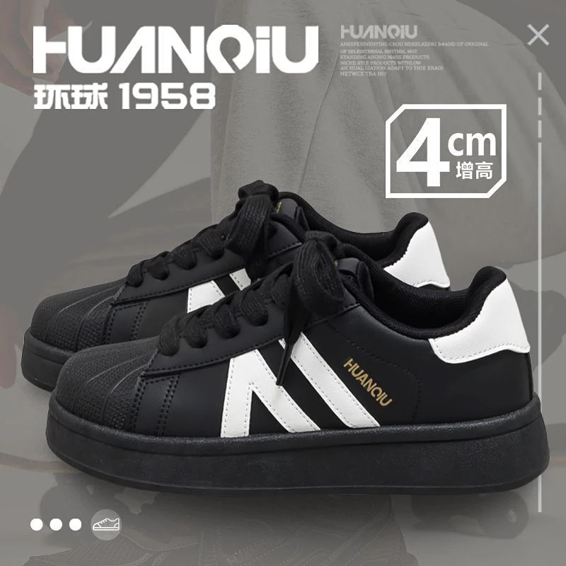 环球经典贝壳头黑金板鞋女款2025秋季小众百搭复古爆款厚底休闲鞋