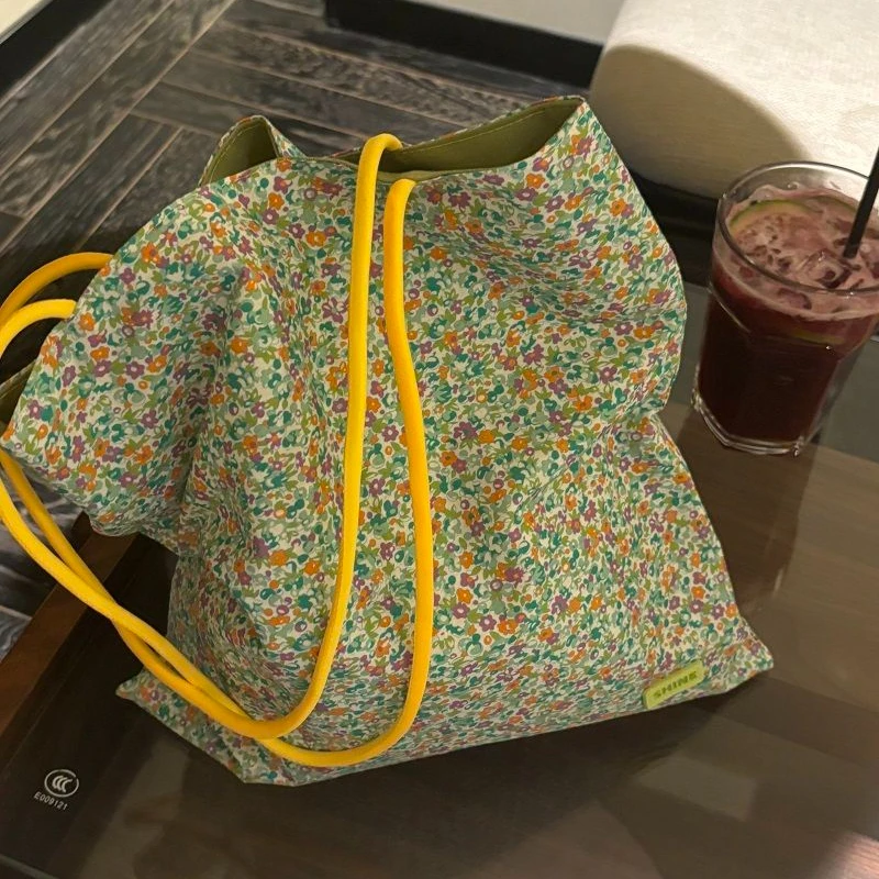 夏日小碎花可爱田园外出手提包便携单肩包多巴胺百搭通勤包包