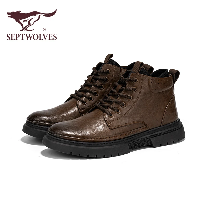 七匹狼秋季高帮马丁靴男2025新款保暖黑色复古休闲男士靴子英伦风