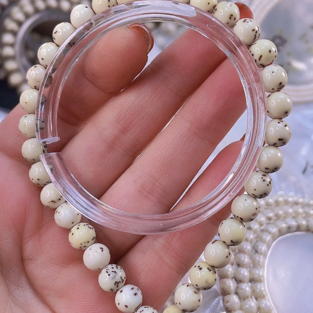 星月菩提手串骨瓷白圆珠手持7mm一物一图