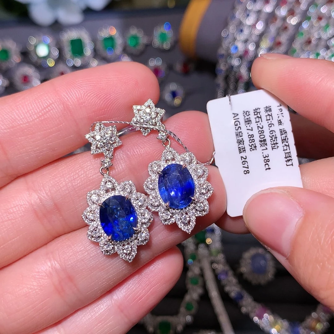 【闪购商品】蓝宝石耳钉18K金镶嵌