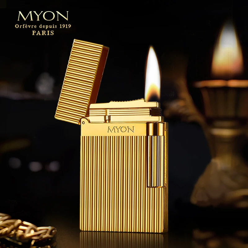 MYON欧洲勉牌朗声汽机高档燃气机五面精雕镀金竖纹M802