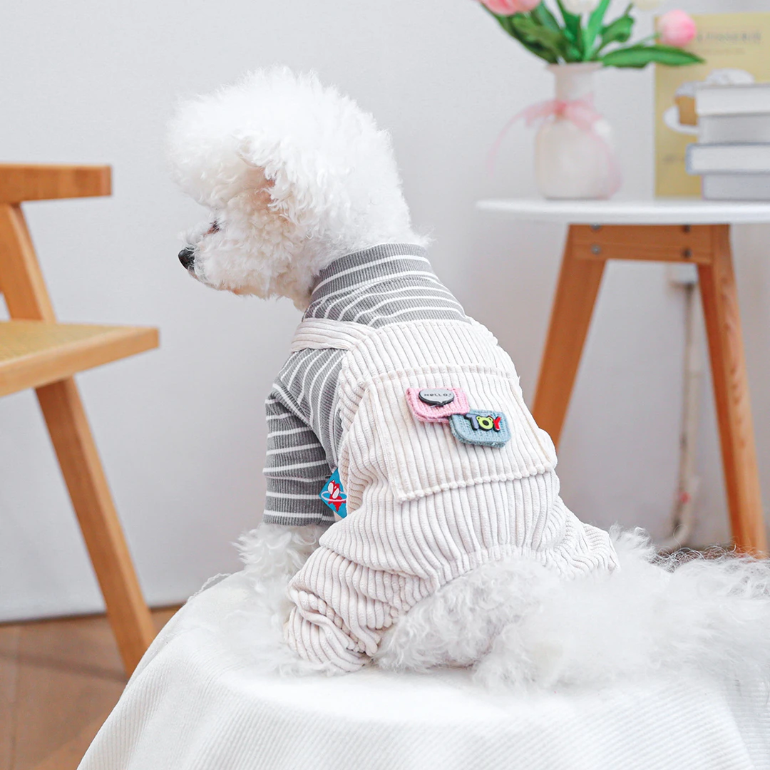 狗狗衣服泰迪比熊博美黑纹四脚连体宠物背带裤春秋小狗