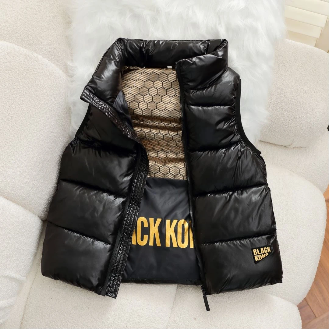 【正常发货】新款时尚休闲百搭棉马甲男女童同款黑金马甲儿童马甲