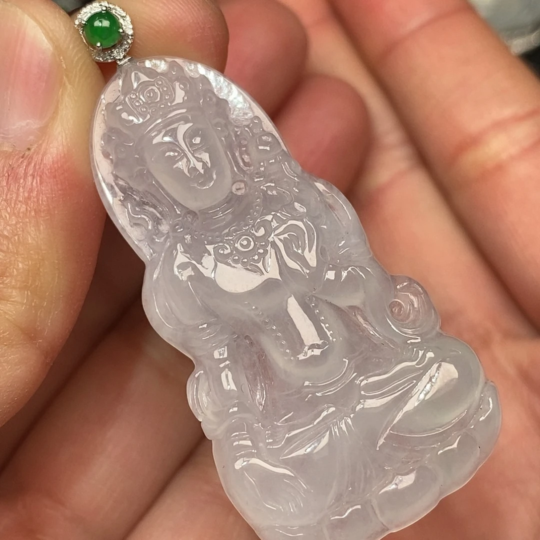 翡翠18K金镶嵌颈饰渡母