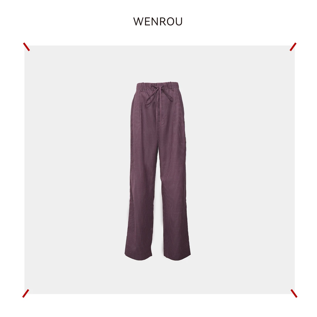 温柔自知 冬季新款 通勤百搭 松紧腰 拉链绑带羊毛休闲裤H005