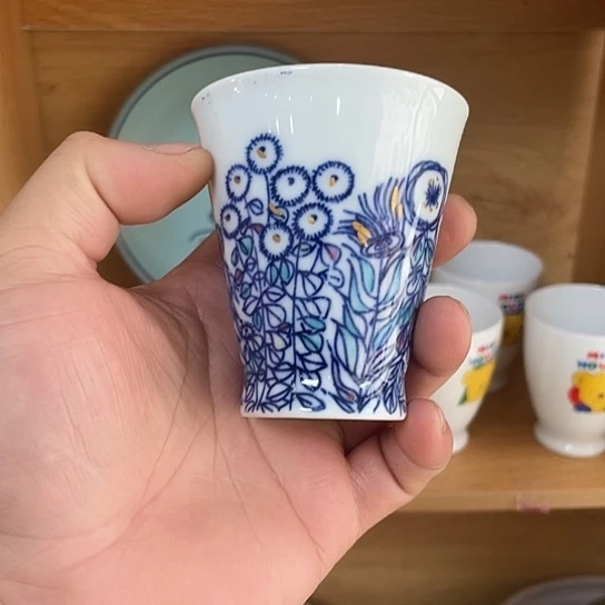 紫砂瓷器25香兰社青花手绘描金主人杯