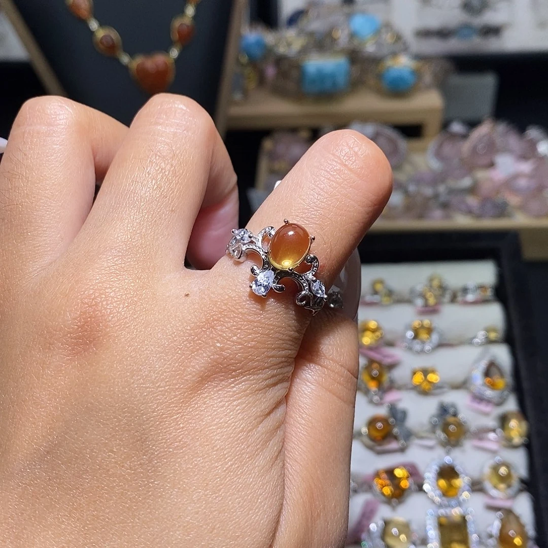 戒指银S925镶嵌黄晶