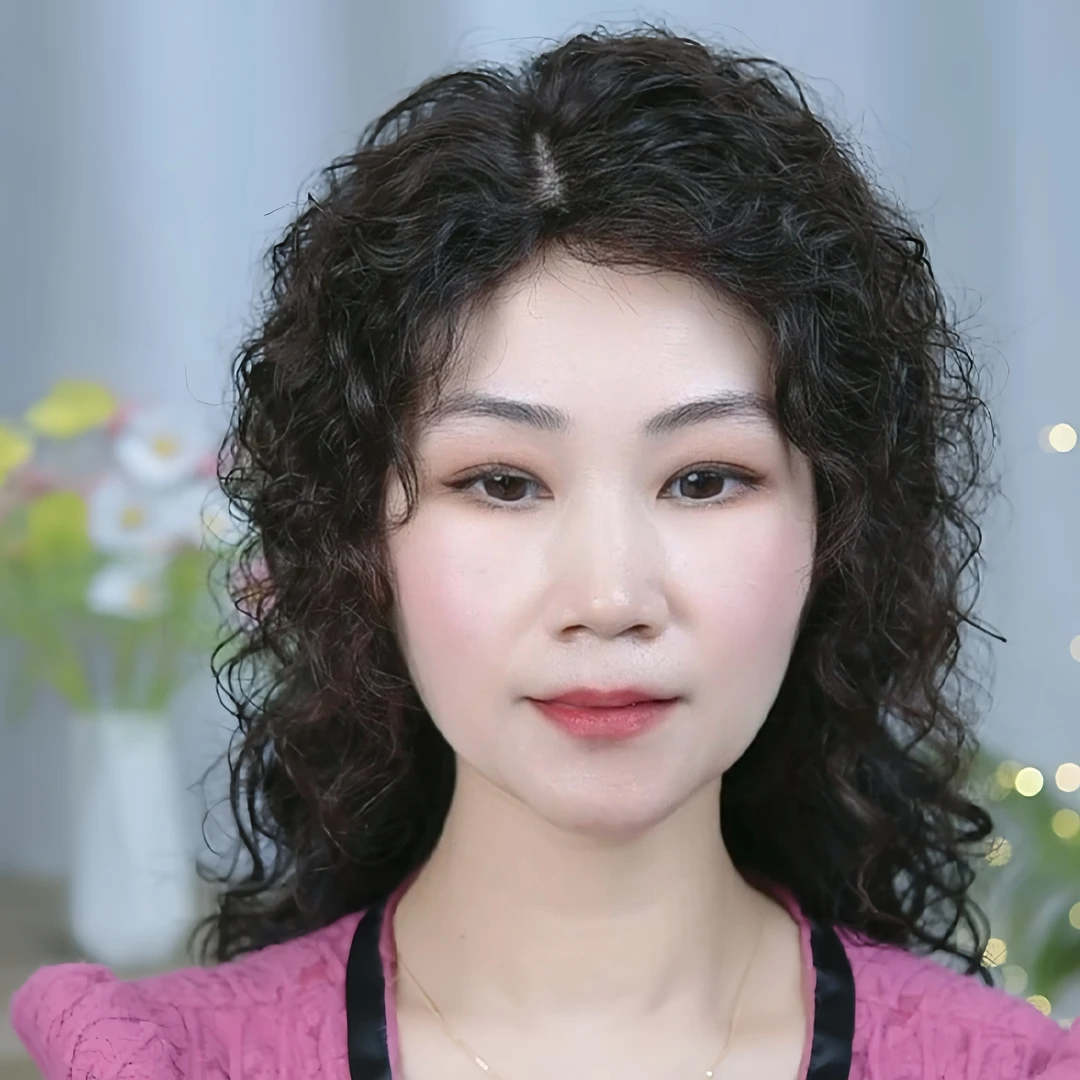 假发短发长卷发头顶补发片遮盖白发女士假发片蓬松羊毛卷真发发片