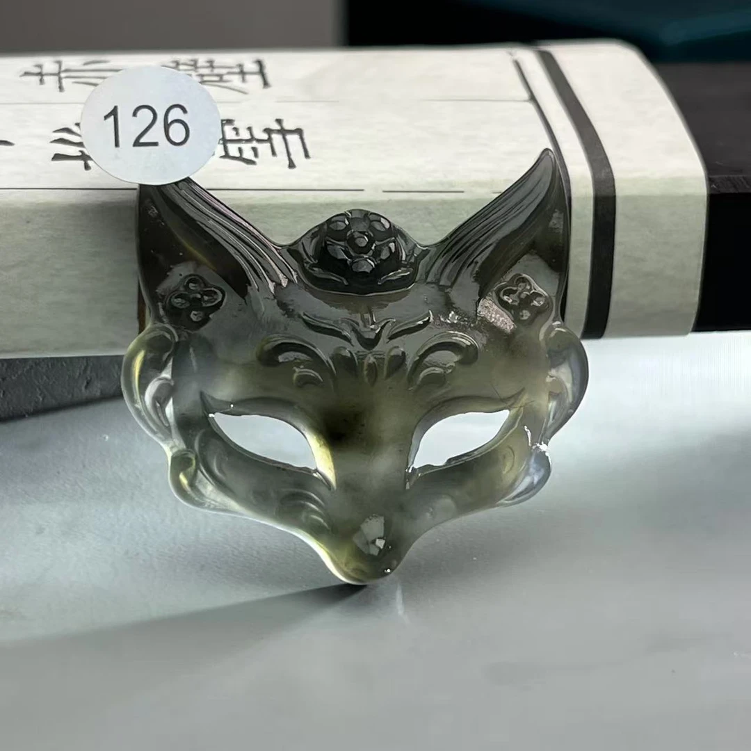 精品岫玉 狐面 颈饰 吊坠 包挂30x37x7