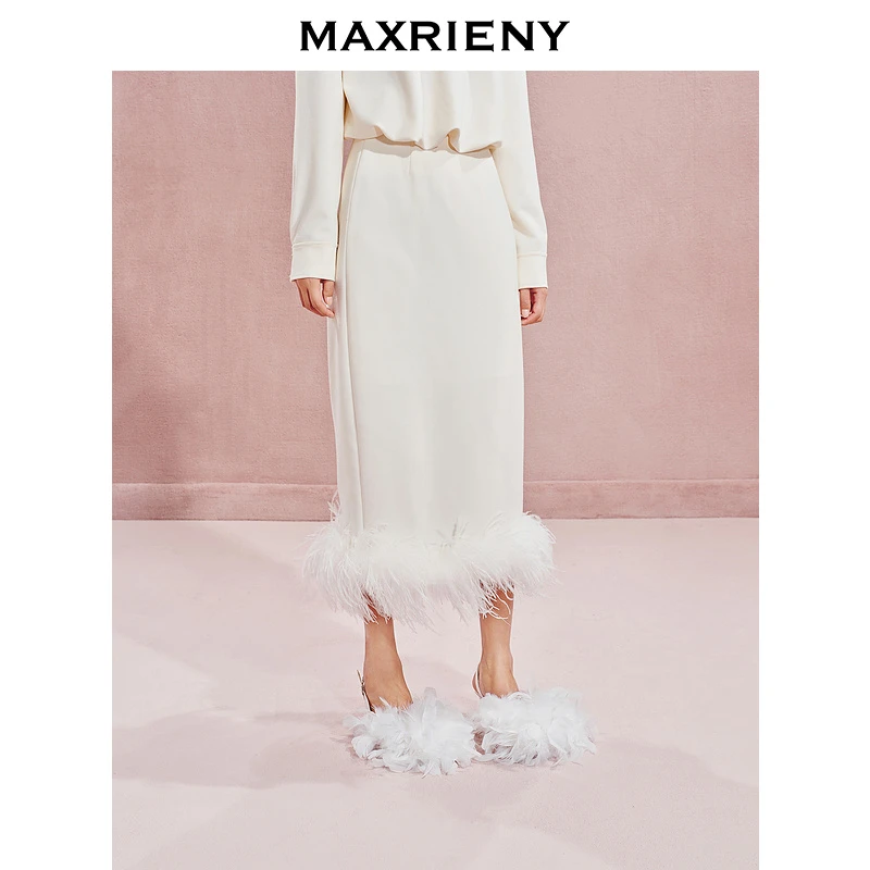 【林一专属】MAXRIENY精致宫廷刺绣收腰半裙秋新款气质感