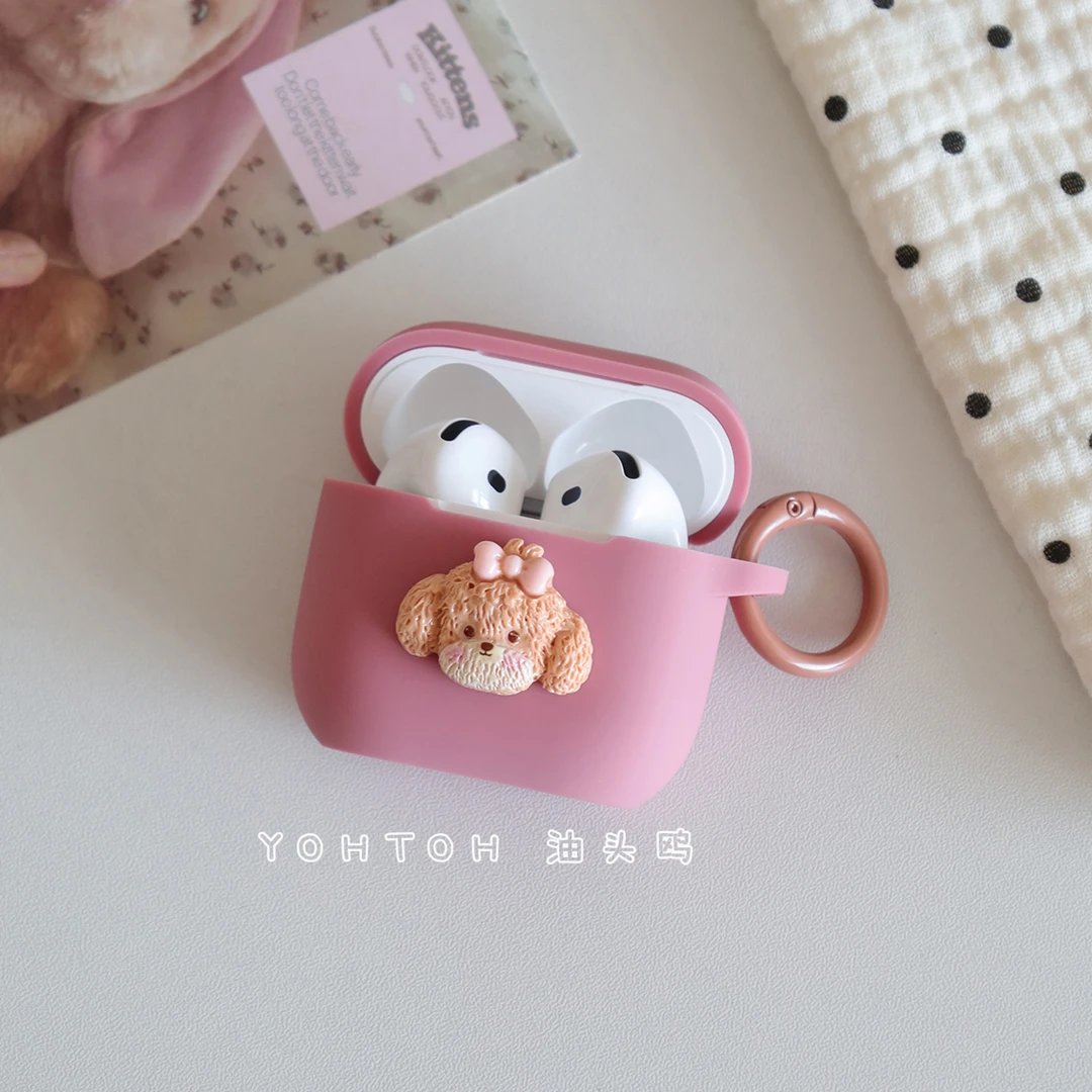 油头鸥蝴蝶结小狗适用于苹果新4代airpods3套airpods pro2耳机套