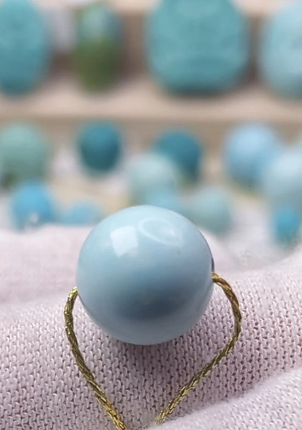 原矿保真绿松石圆珠11.2mm/1.57g