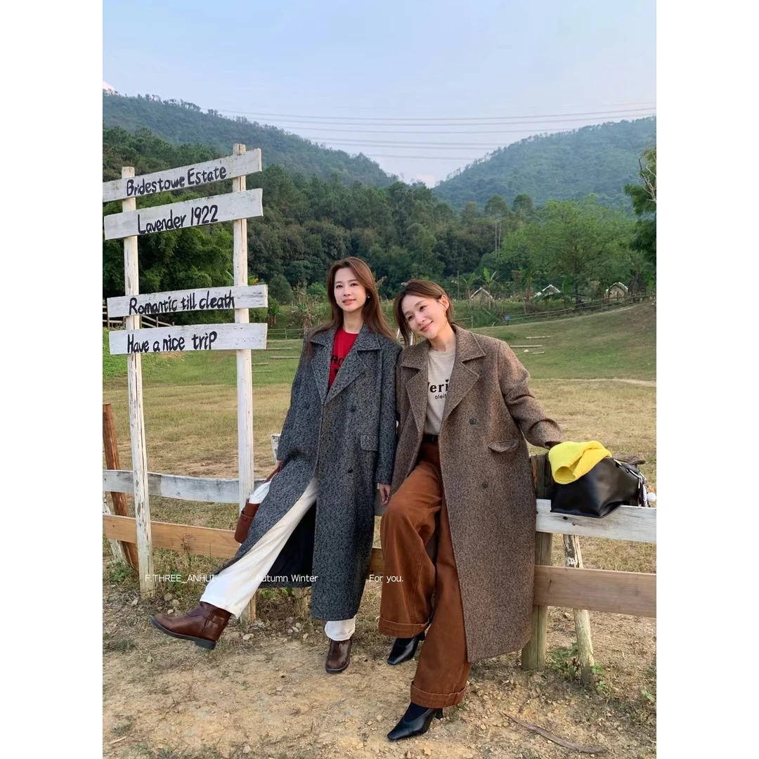 J-19716#三姐妹#韩系设计感宽松百搭大衣外套（配腰带）（福利）