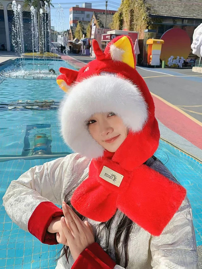 儿童成人同款新年毛毛保暖帽随机发