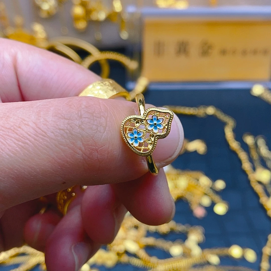 纯铜石英石葫芦戒指