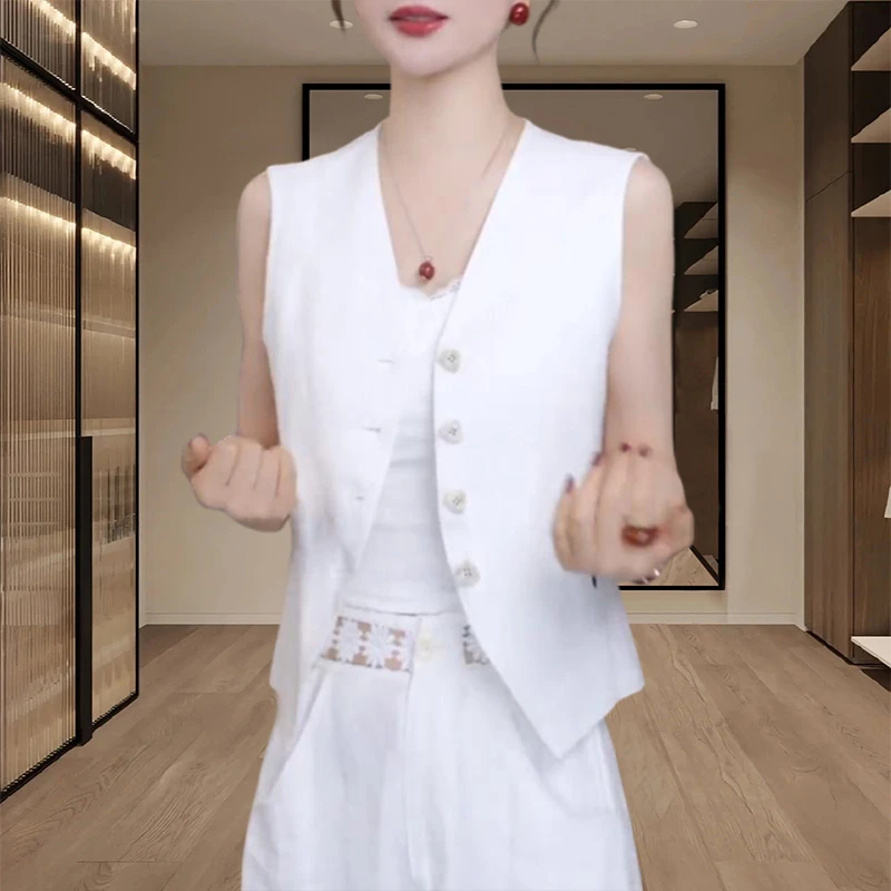 香朵儿都市风蕾丝拼接马夹女2025夏季新款通勤设计感别致外套女