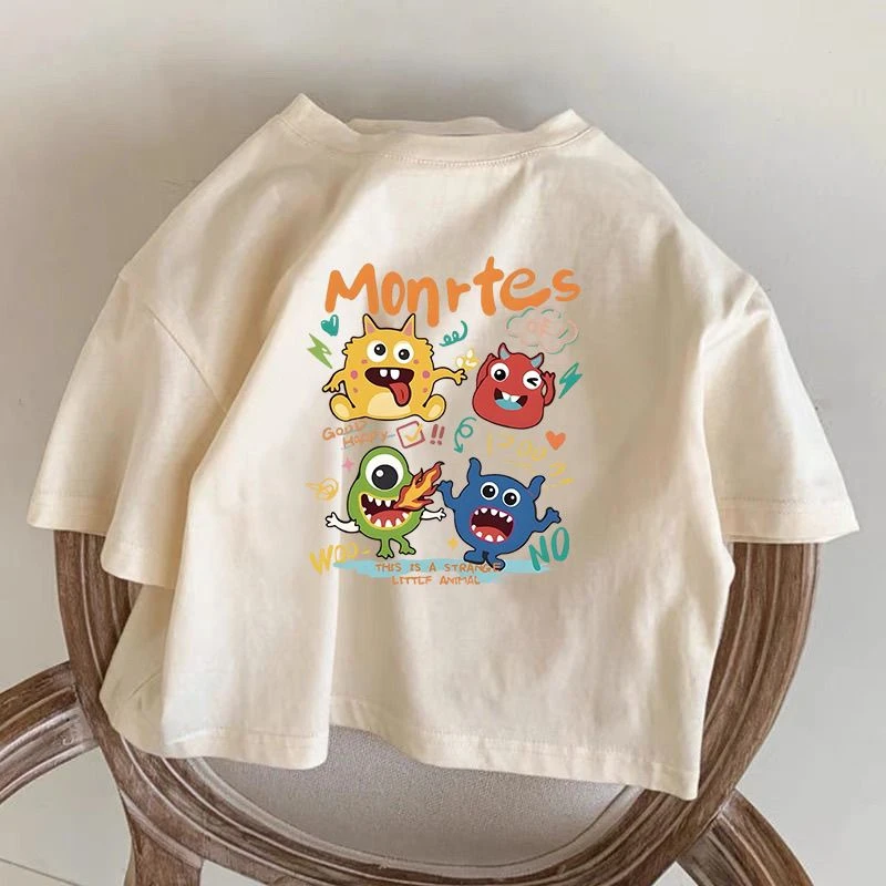 多图夏季杏色女宝宝女童小女孩纯棉T恤短袖2025新款夏装儿童夏款