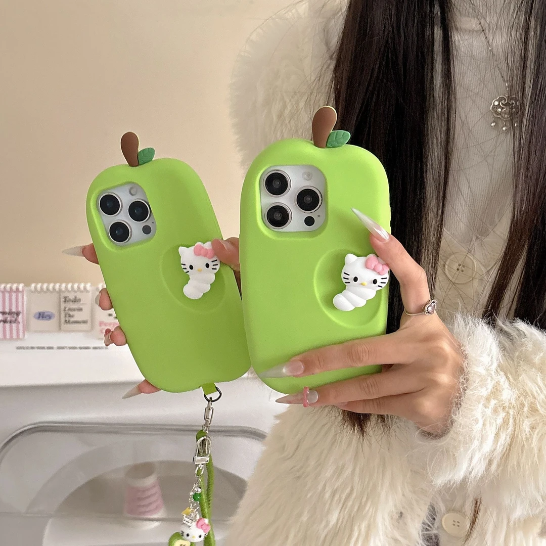 （苹果）可爱青苹果毛毛虫凯蒂猫iPhone16苹果15适用13/14pro max