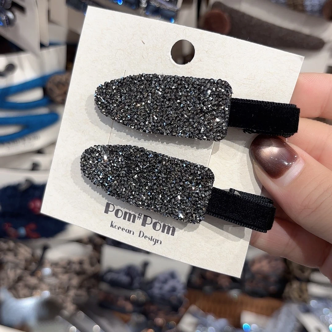 布艺铁合金黑色碎钻压夹