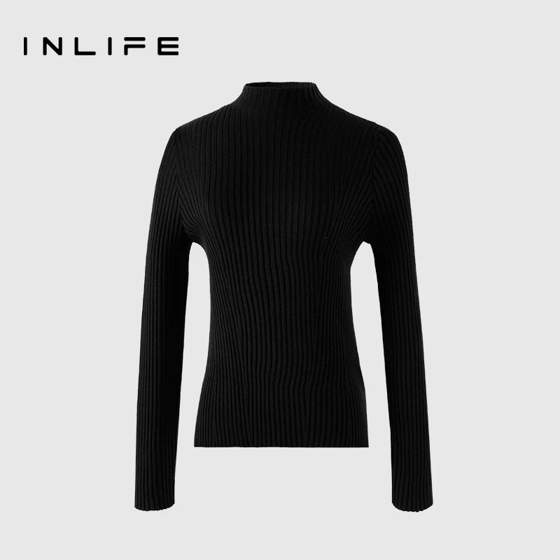 [粉丝专享] inlife新款百搭纯色显瘦高级感针织打底衫Q21D2M7203