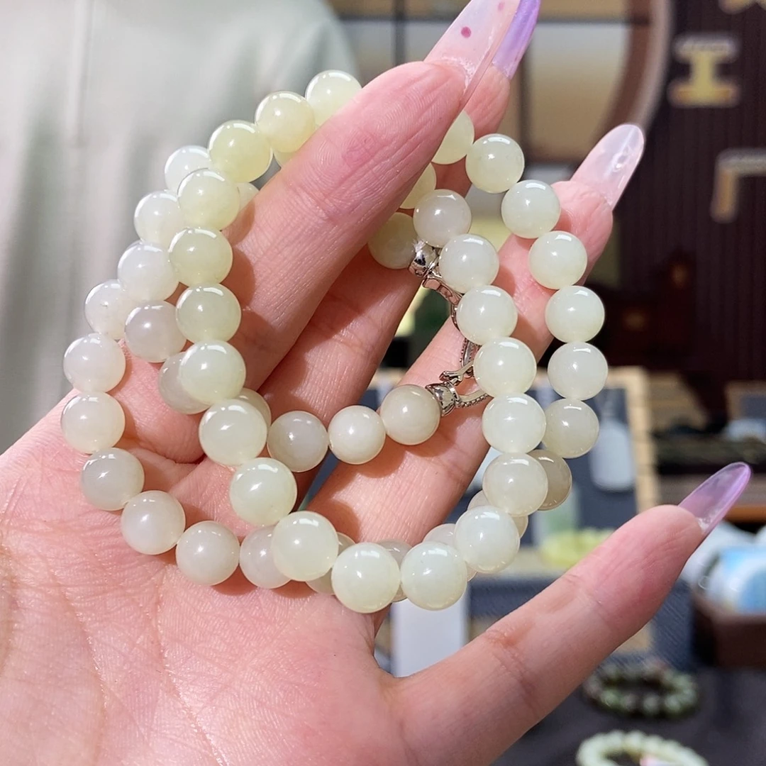 和田玉未镶嵌颈饰卡8mm