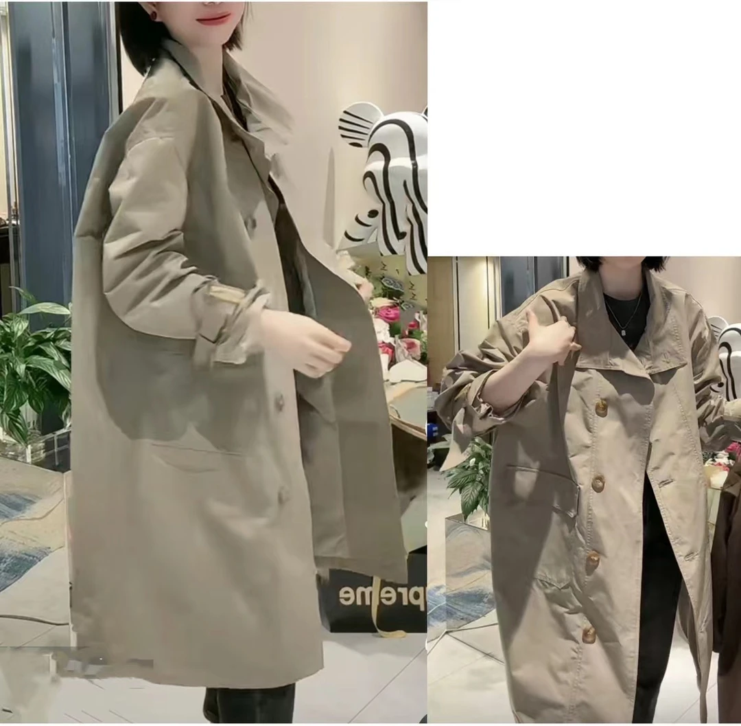 秋季新款百搭时尚立领斜排扣长款风衣(328)
