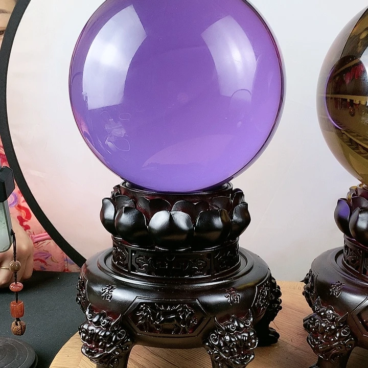 石材紫水晶球直径20带高档底座
