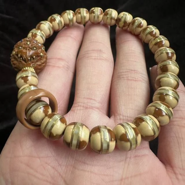 【地主专属】10 G18993-紫金鼠镶嵌大鹏鸟手串-9mm