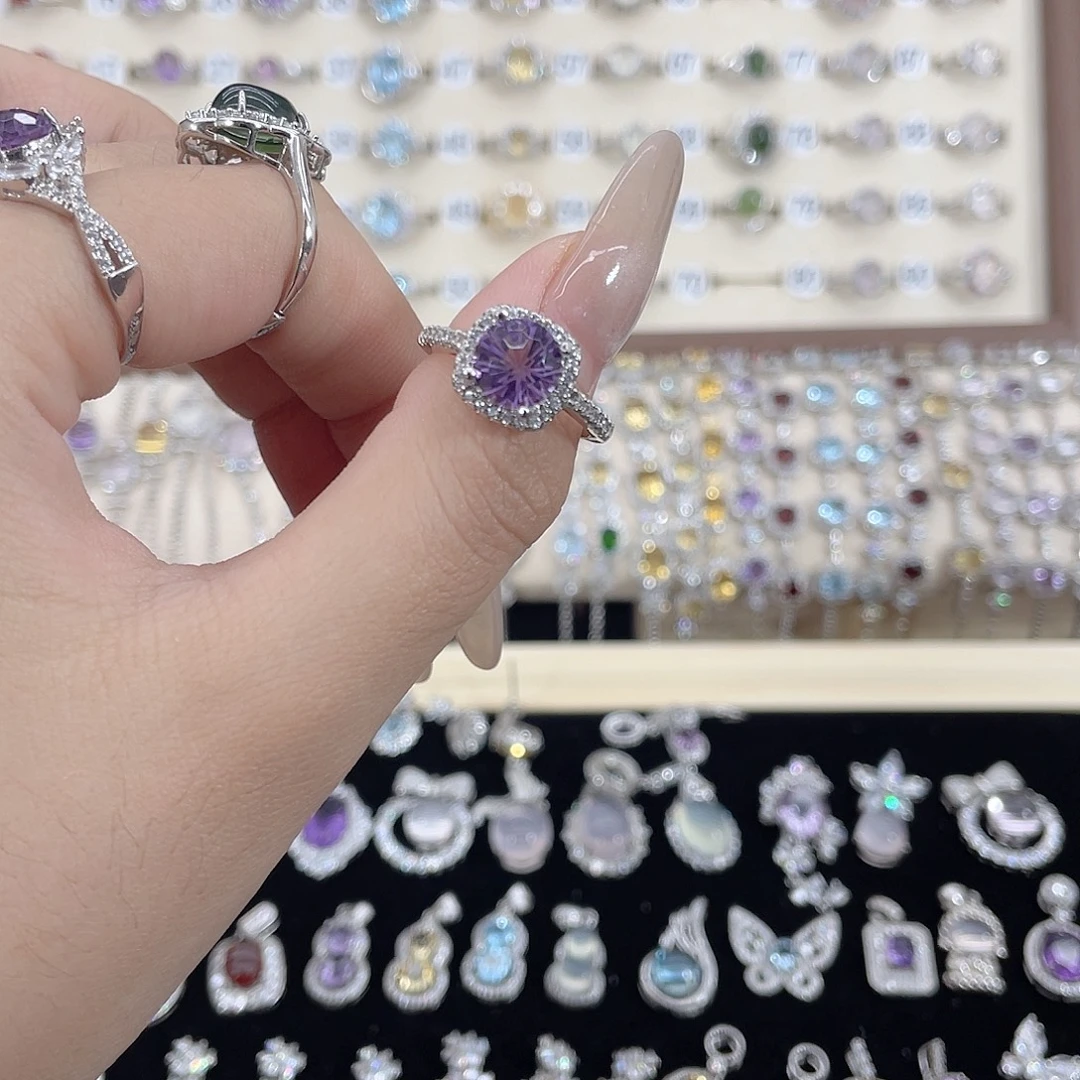 *****紫晶戒指银S925镶嵌