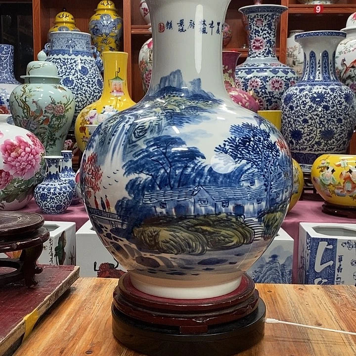 华***！景德镇陶瓷手工手绘花瓶摆件