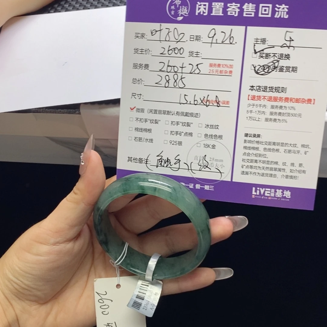 A***叶翡翠未镶嵌手镯天然
