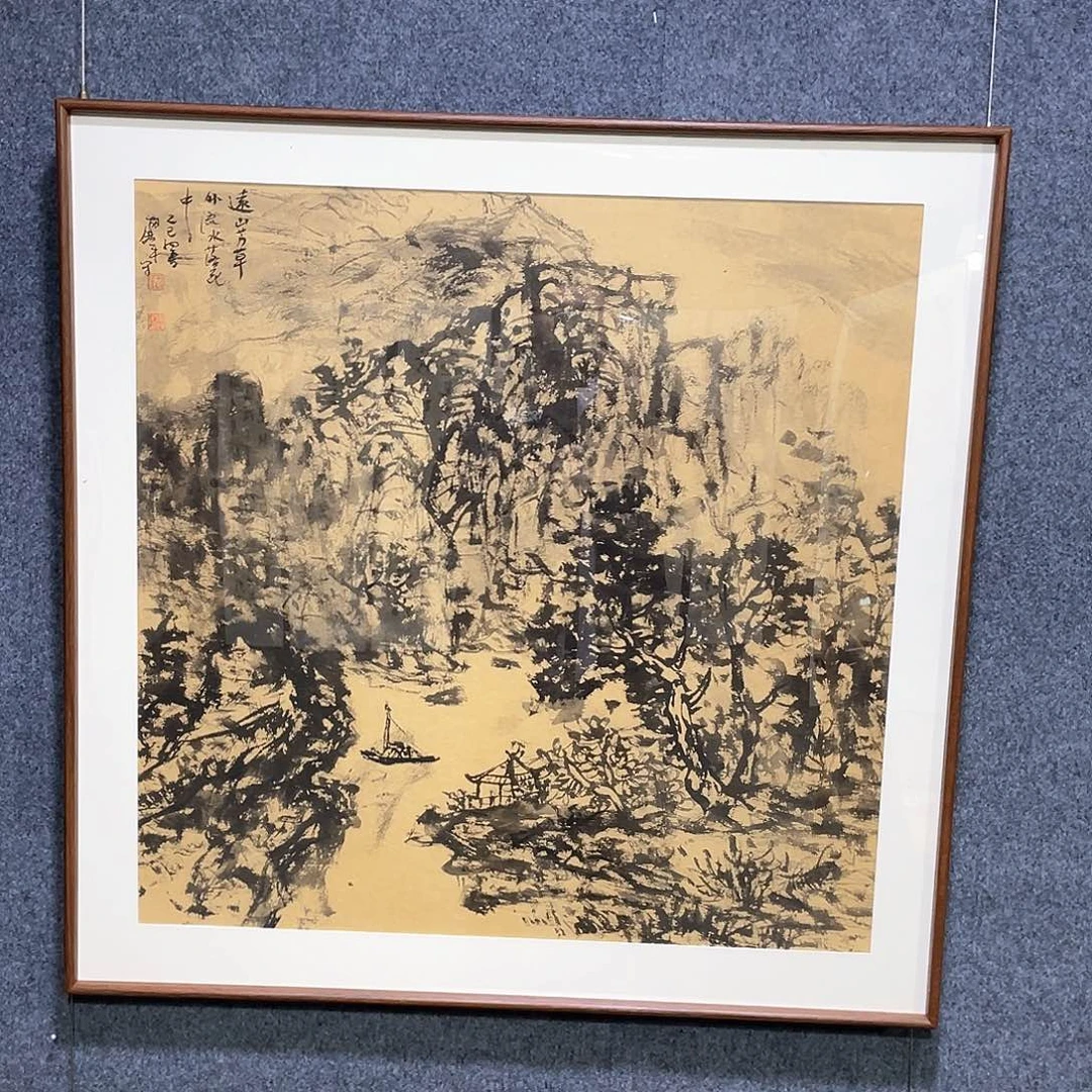 国画手绘画作品带框