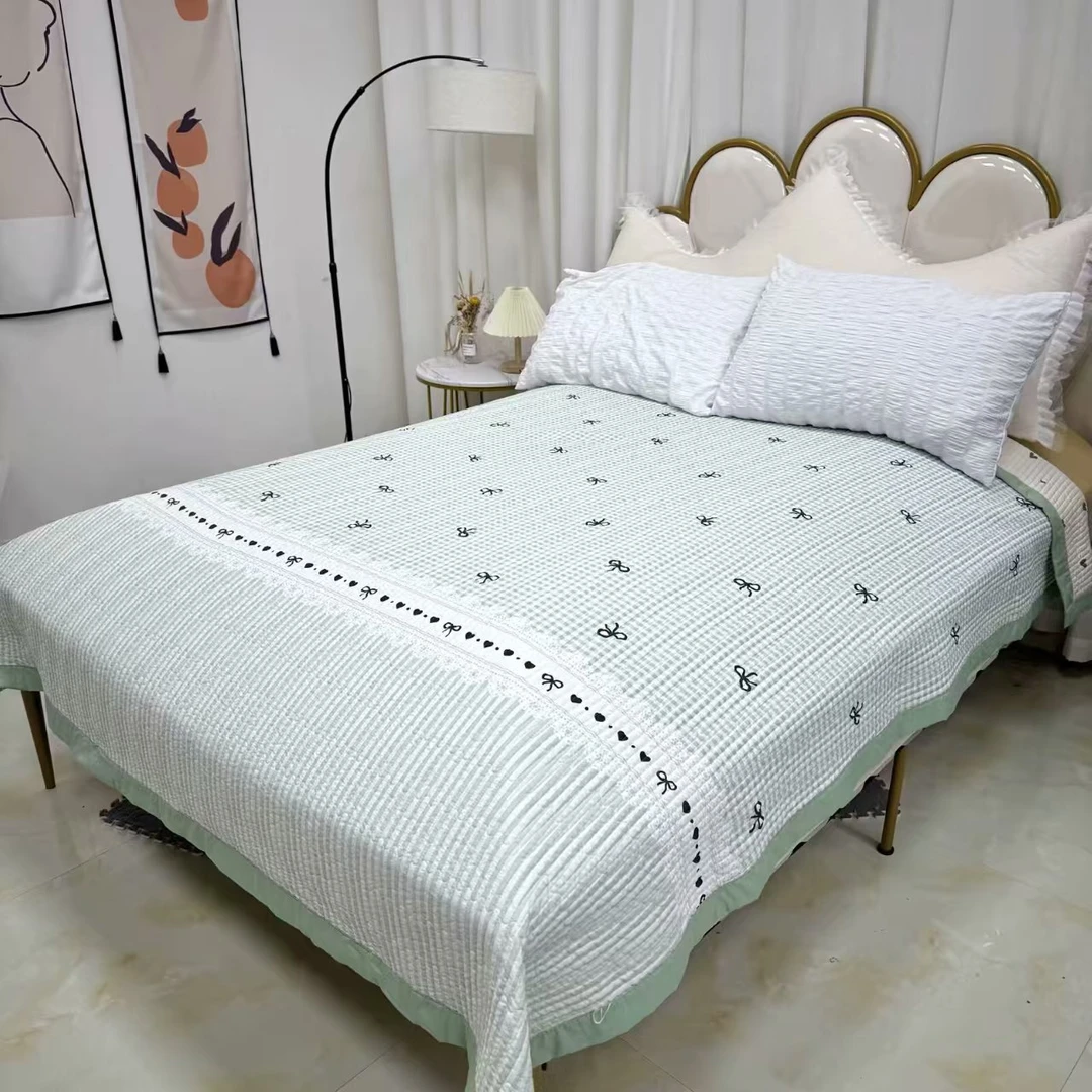 【绿色爱心蝴蝶结】200*230秋冬四季多功能加厚床盖