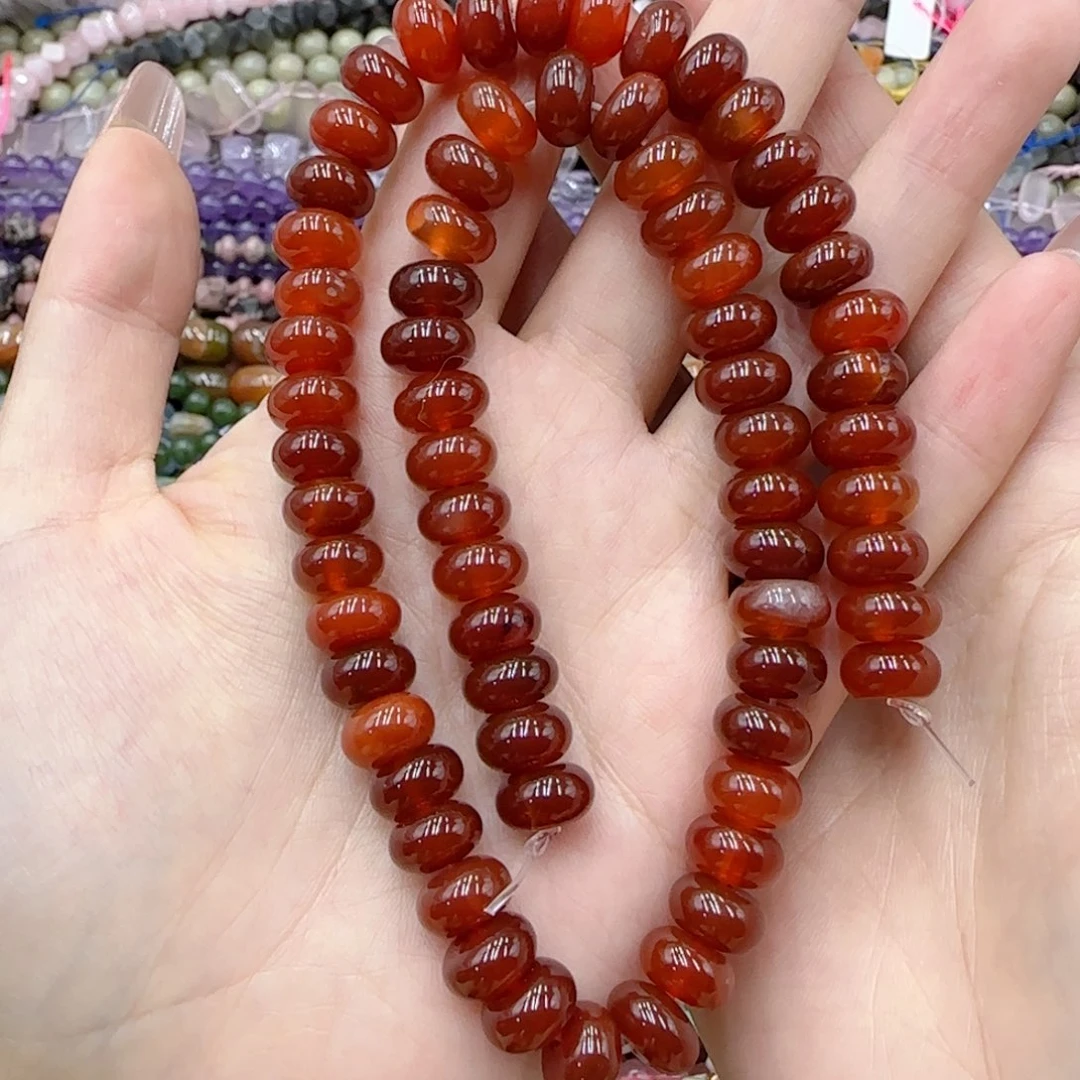 玛瑙/玉髓未镶嵌珠宝半成品红玛瑙算盘一条卡十