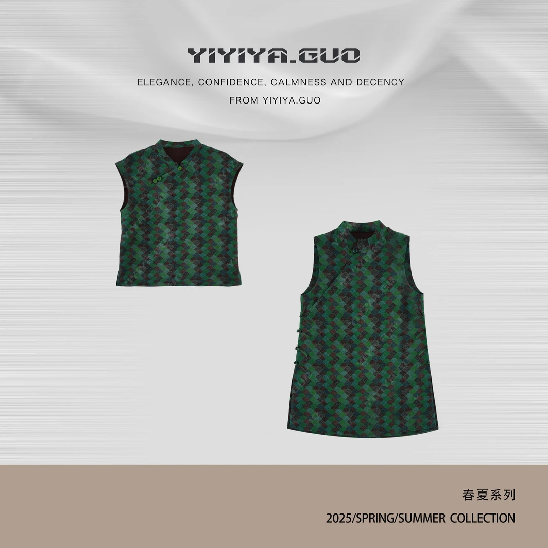 yiyiya.Guo艺艺吖【香云纱·翡翠云海】轻薄透气斜襟提花1826SS52