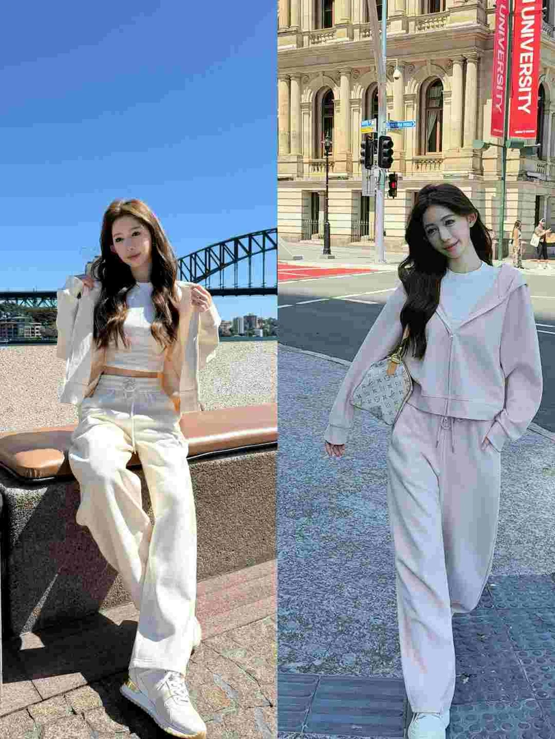 Sk*ims卫衣套装&拿捏老钱慵懒风减龄休闲运动阔腿弯刀裤两件套