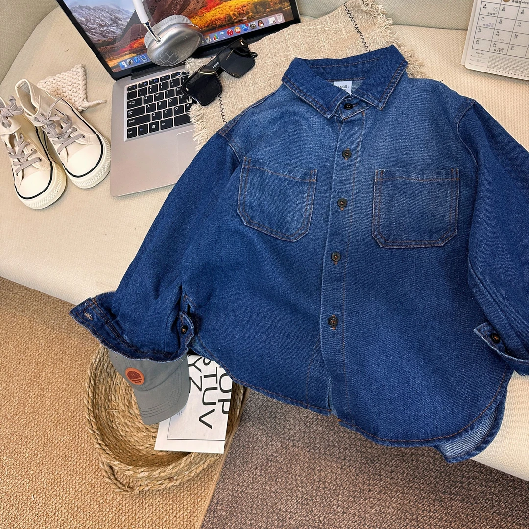 2931韩系休闲时尚百搭洋气春款男女童牛仔衬衣外套