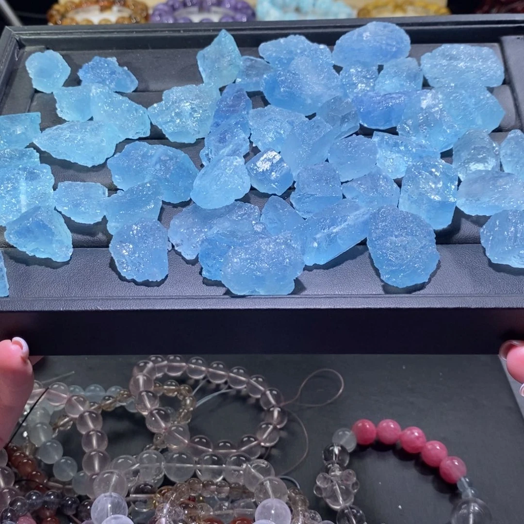 水晶手链未镶嵌海蓝宝原石克10可挑