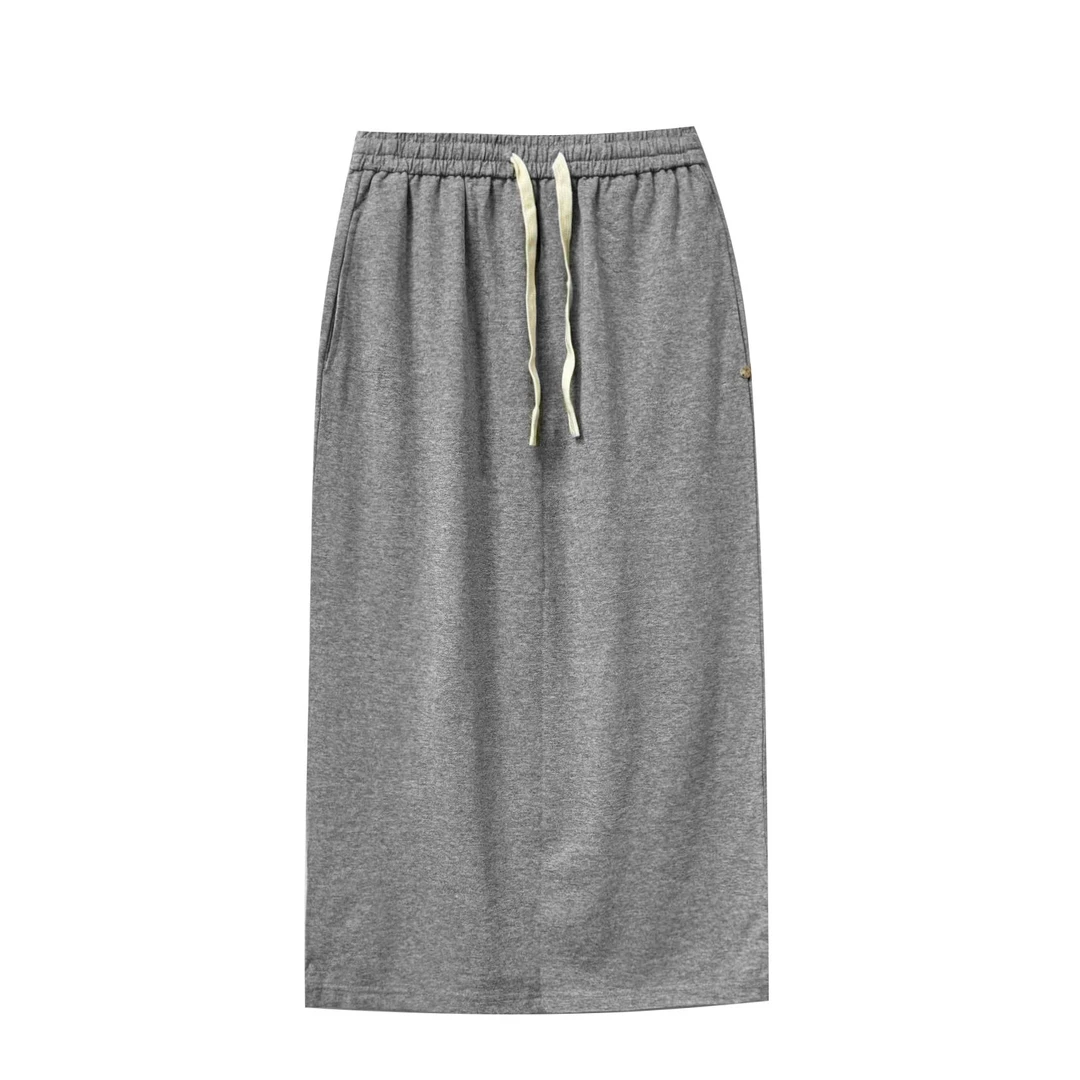 秋季新款！百搭松紧腰抽绳设计后下摆开叉半身裙FG245-16