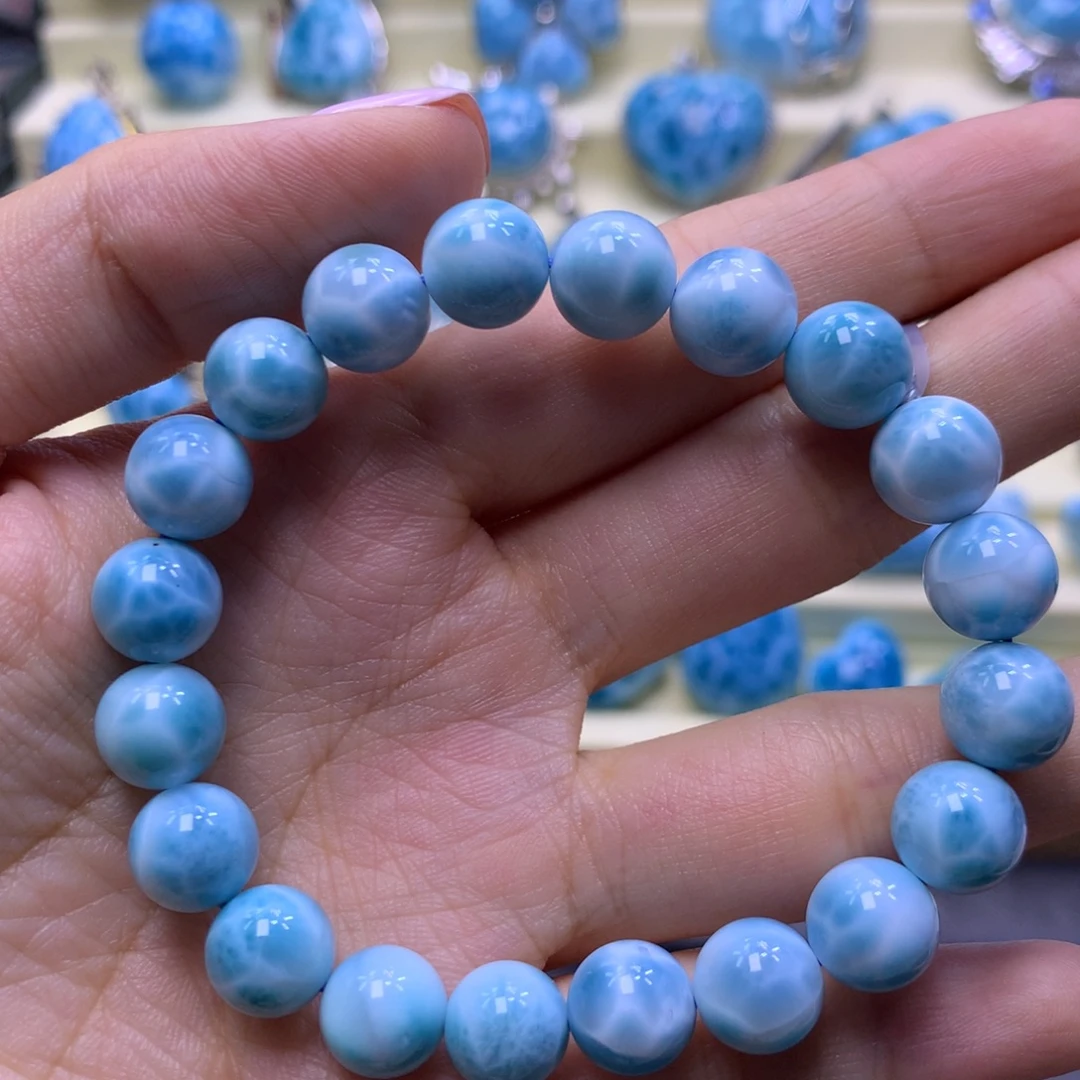 针钠钙石（海纹石）未镶嵌手串9+手串色差略异