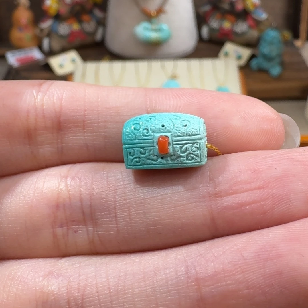 绿松石未镶嵌珠宝半成品百宝箱配饰