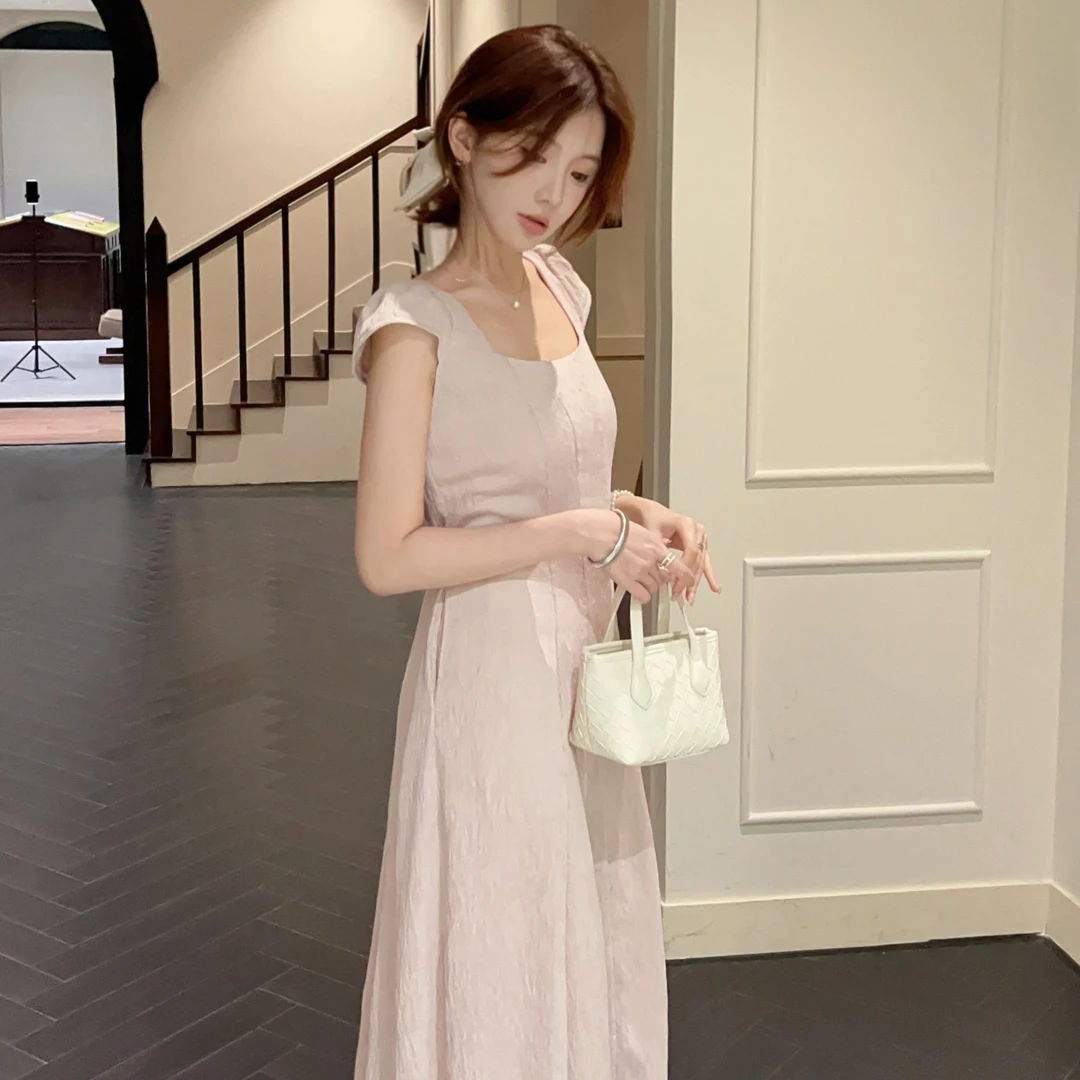 【芝士Cheese】芙蕾雅 夏季法式小众优雅气质贵妇肌理感方领连衣裙