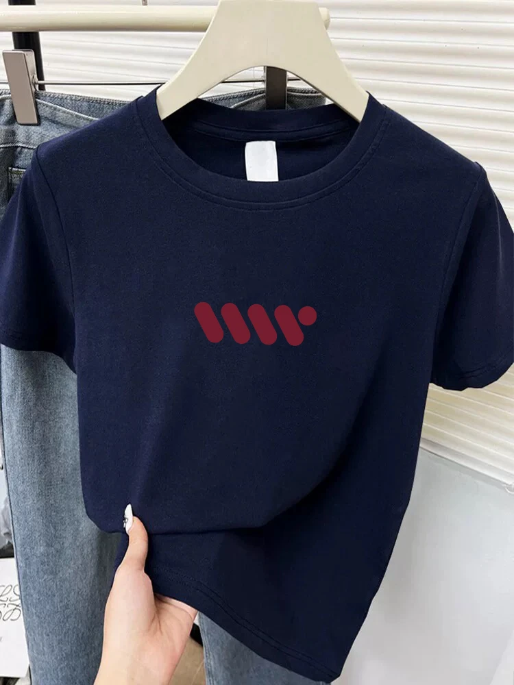 韩版减龄洋气打底衫时尚新款夏季棉质短袖正肩宽松圆领t恤女上衣