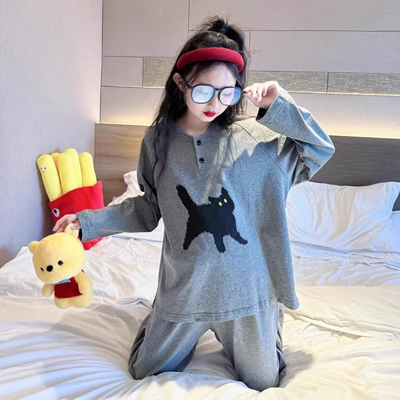 女童睡衣春秋款2025新款儿童秋季纯棉家居服大童女孩长袖全棉套装