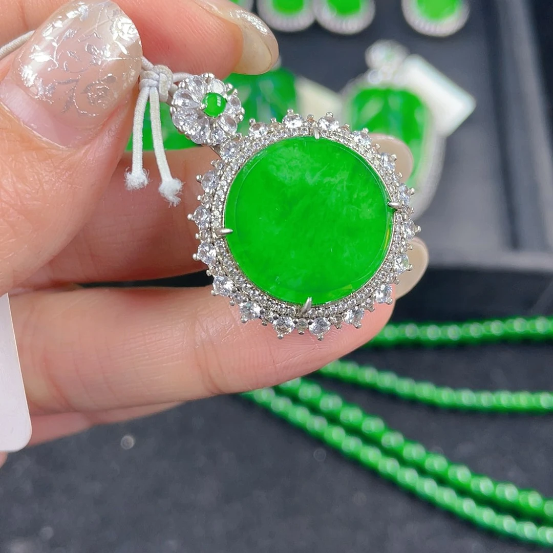 翡翠吊坠(不含链)银S925镶嵌